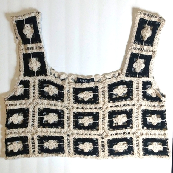 JULIA LOVE J CROCHET CROP TOP SIZE LARGE NWOT - Picture 2 of 8